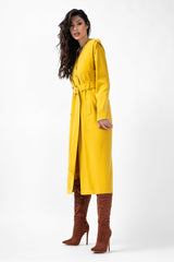 Mustard Midi Trench Dress