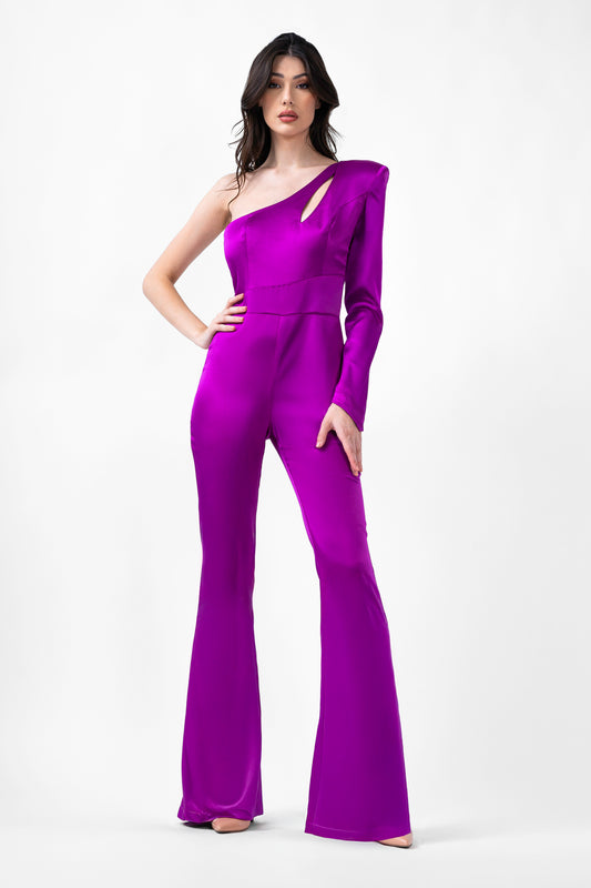 Purple Jumpsuit With Cut-Out