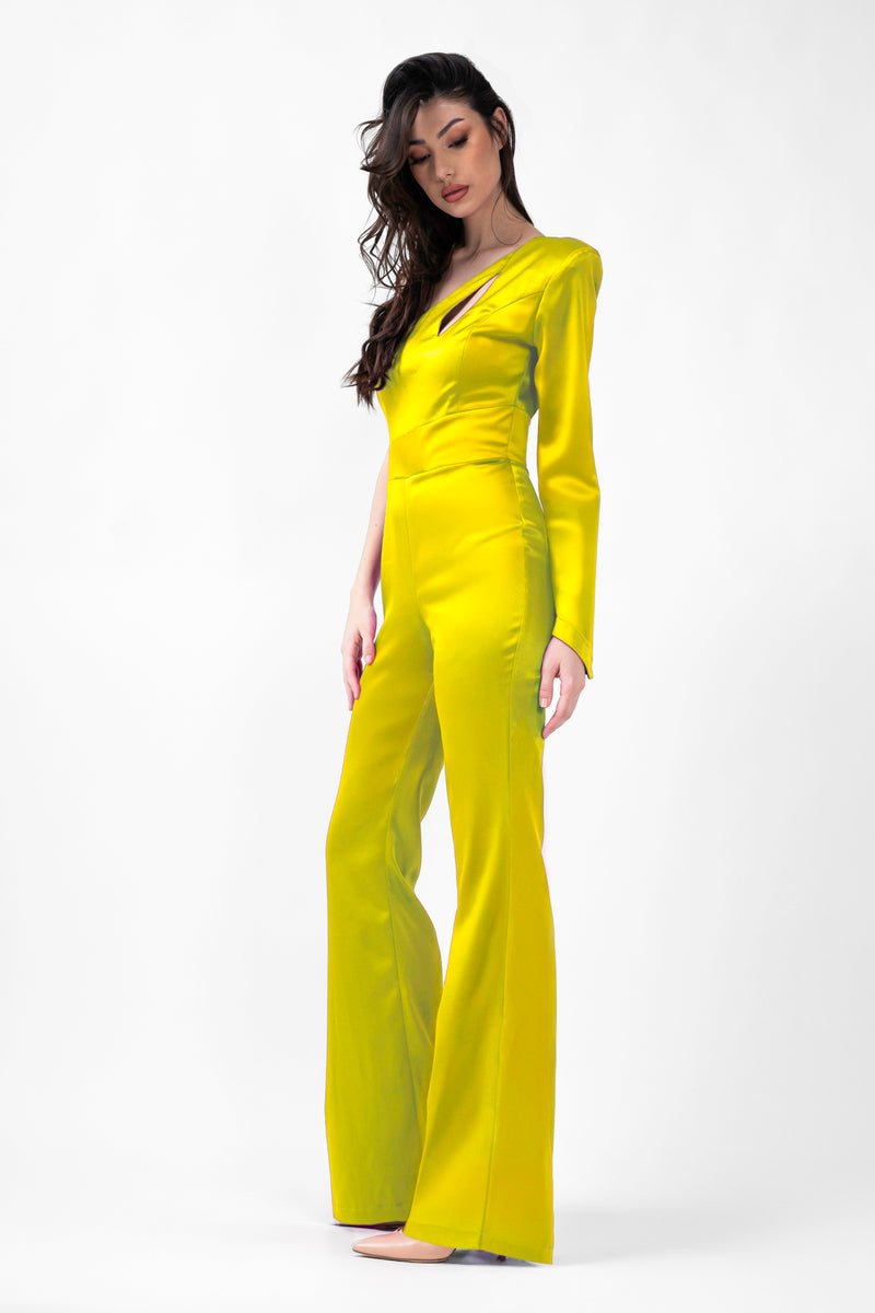 Lime Jumpsuit With Cut-Out