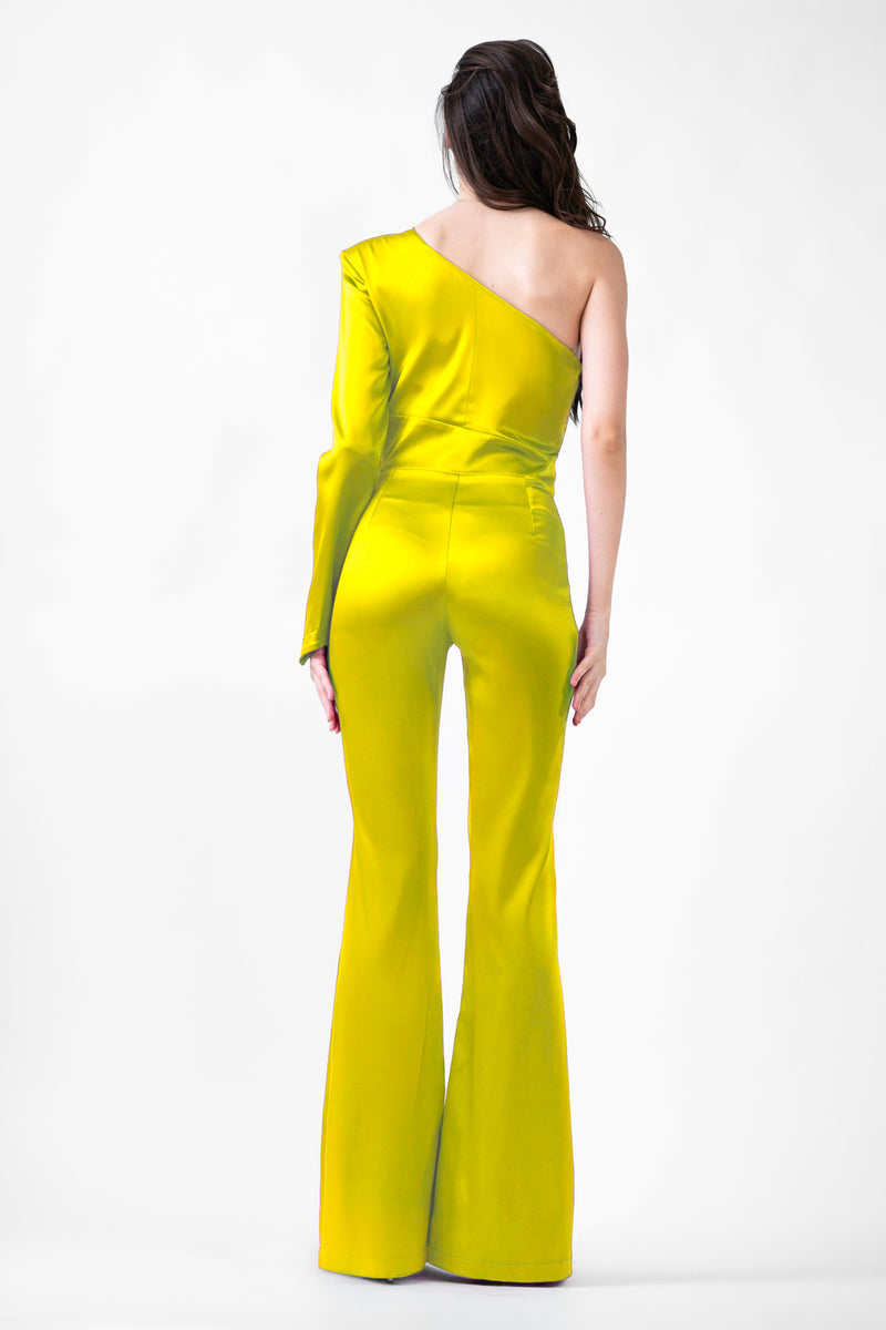 Lime Jumpsuit With Cut-Out