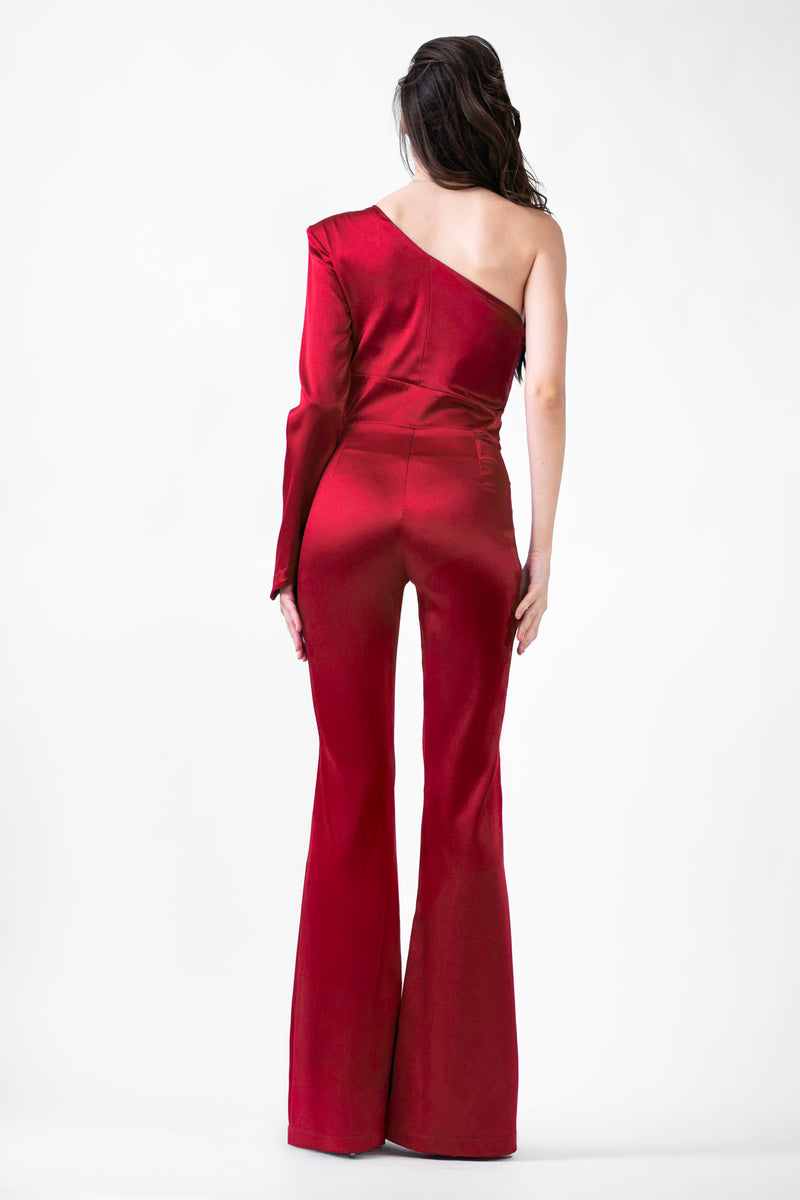 Red  Jumpsuit With Cut-Out