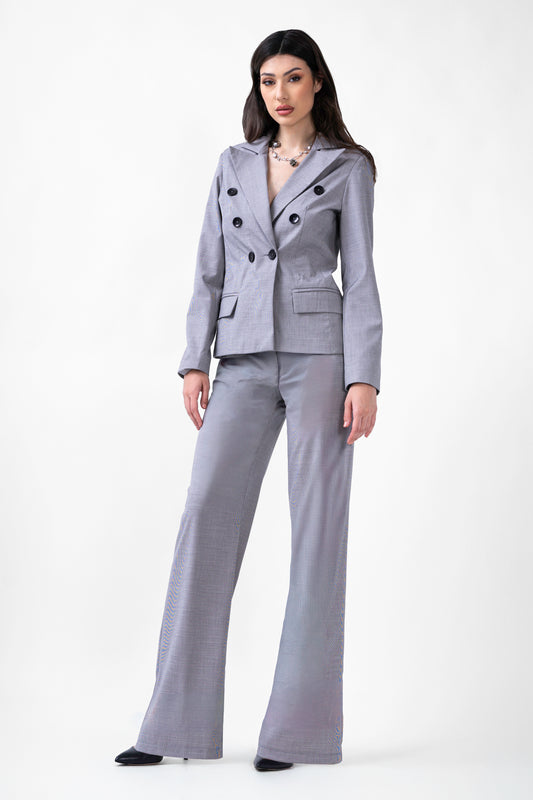 Costume gris avec blazer et pantalon droit