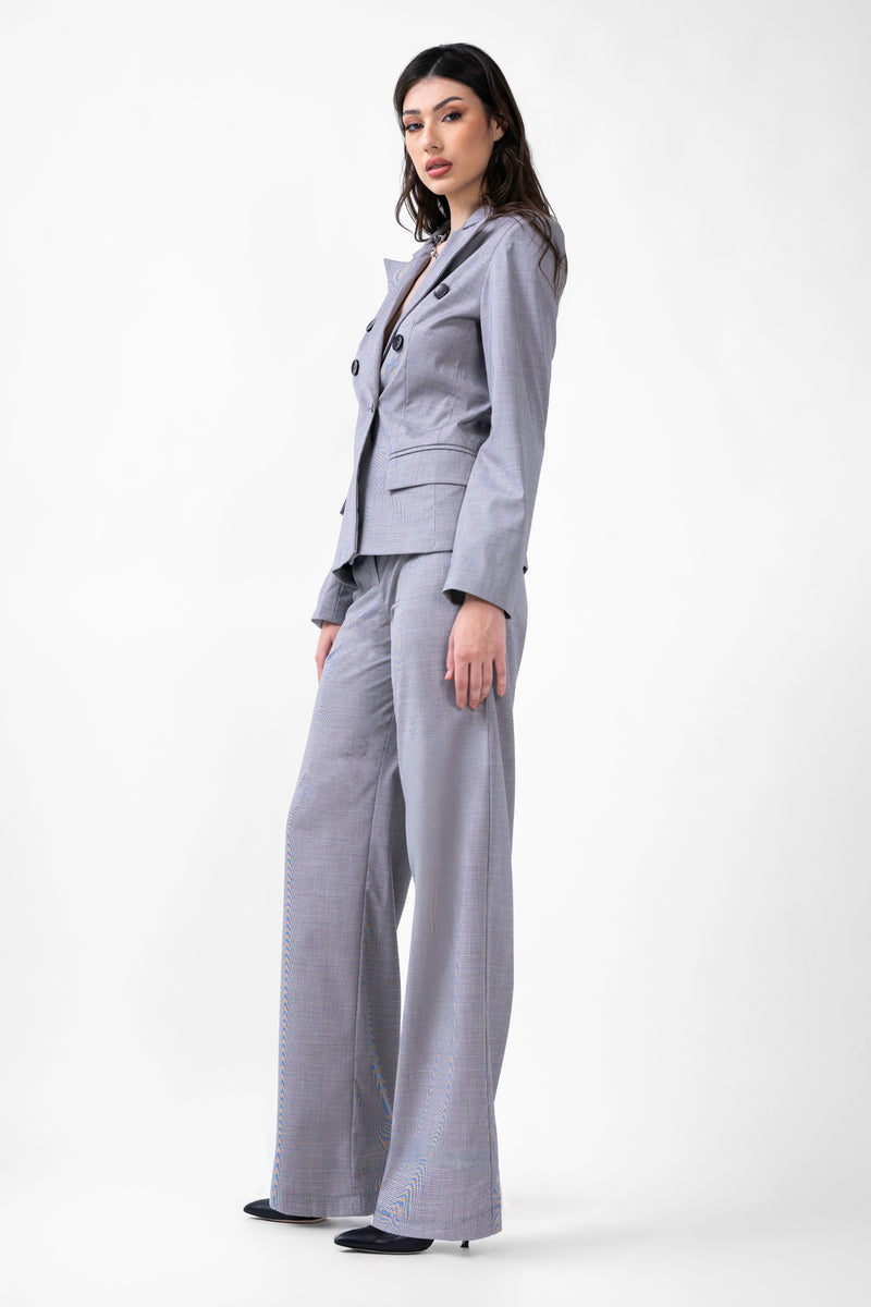 Grey Suit With Blazer And Straight Trousers