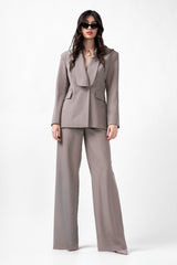 Beige Suit With Blazer And Straight Trousers