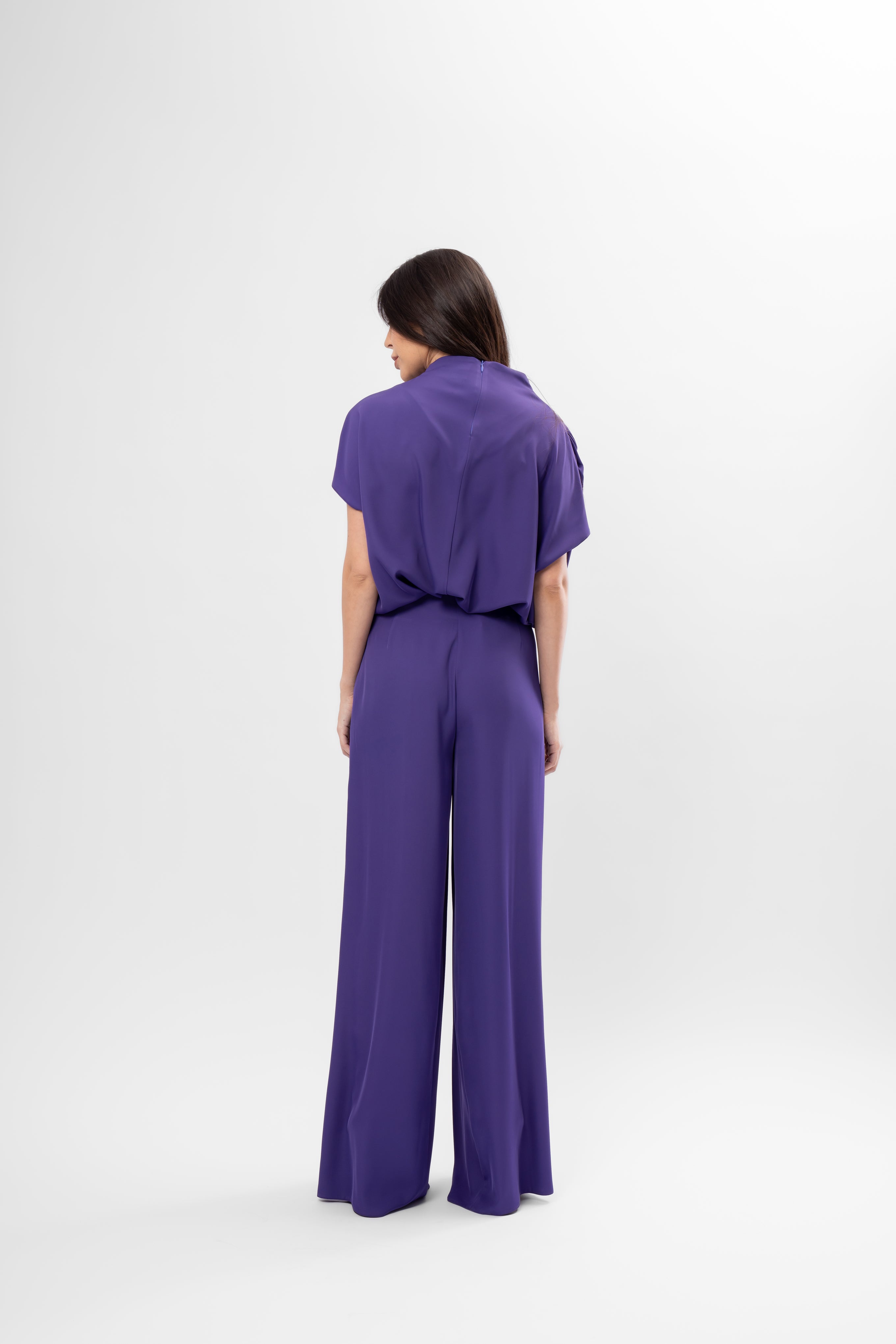 Set Mov cu Drapaje și Pantaloni cu Pliuri