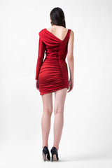 Red Mini Dress With Draping