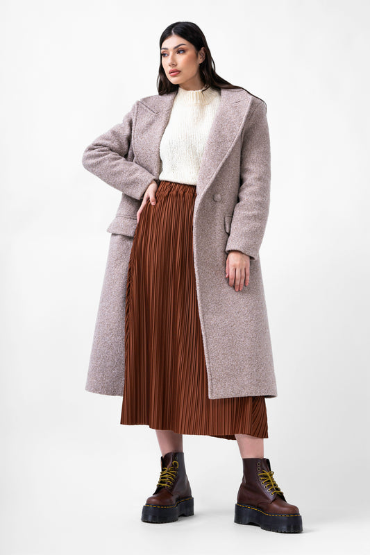 Beige Straight Overcoat