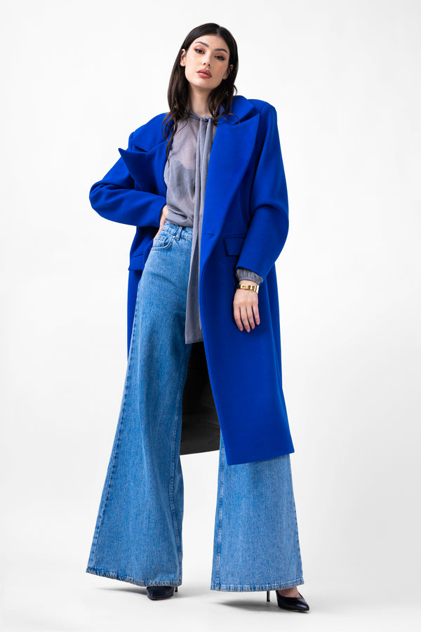 Manteau droit bleu