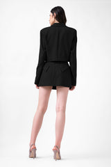 Black Mini Skirt With Flap Pockets