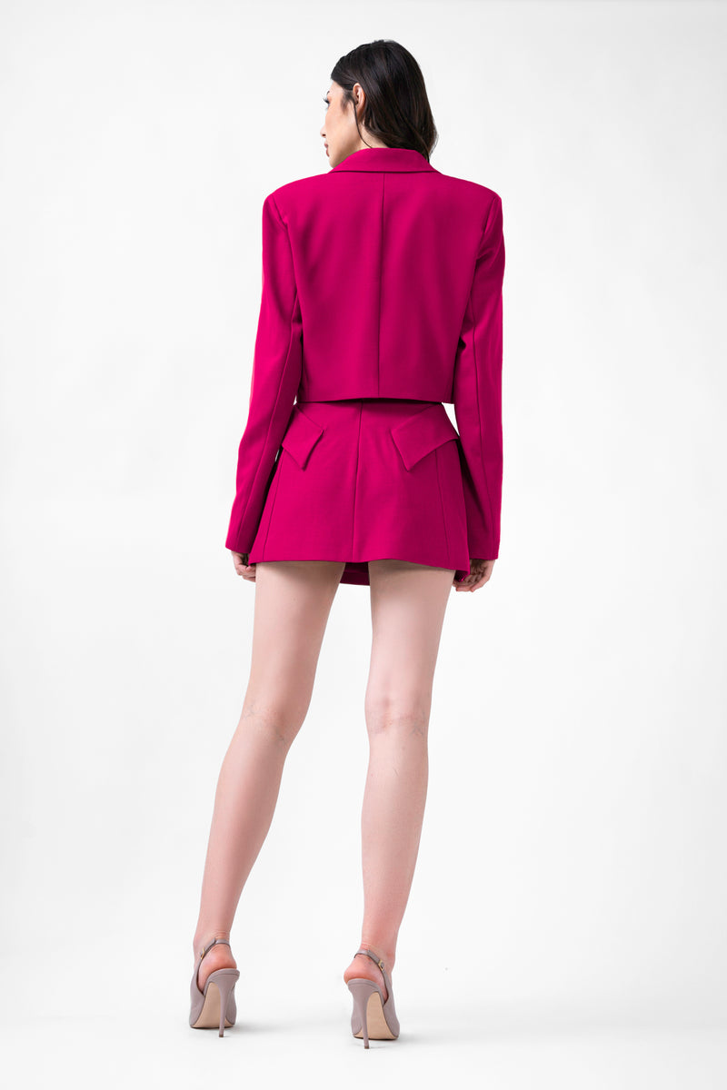 Fuchsia Mini Skirt With Flap Pockets