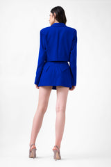 Electric Blue Mini Skirt With Flap Pockets