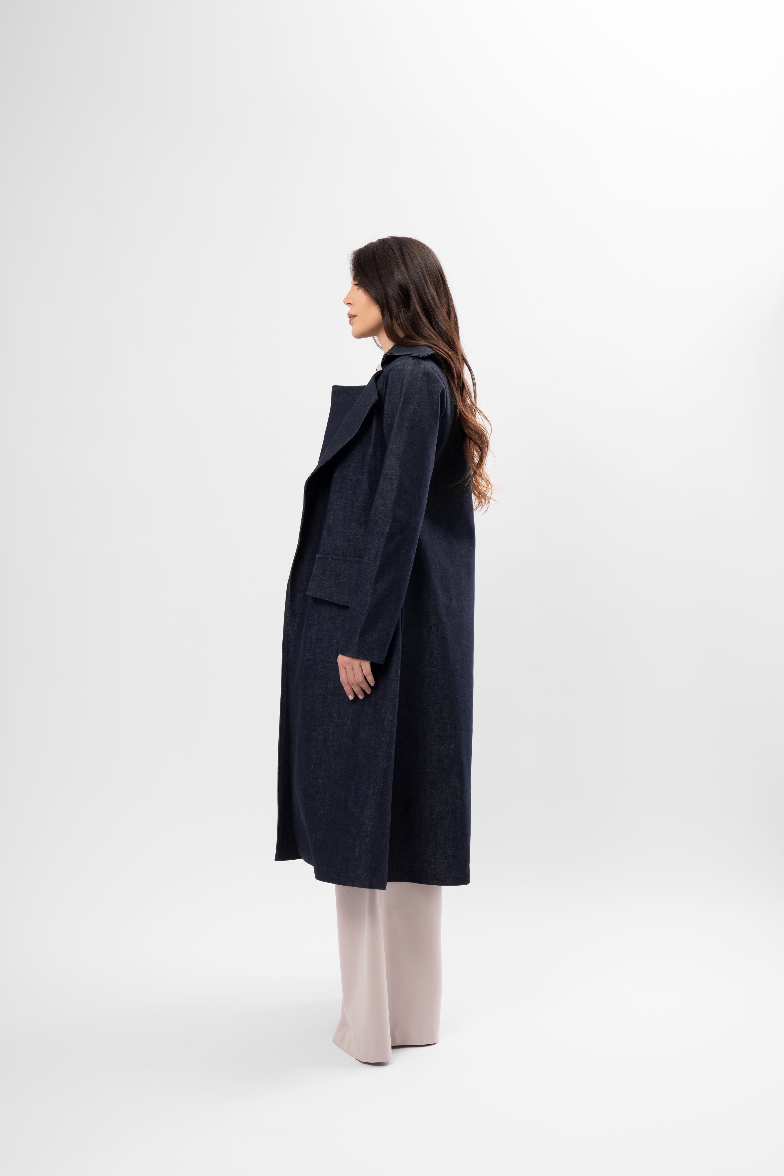 Trench Lung din Denim