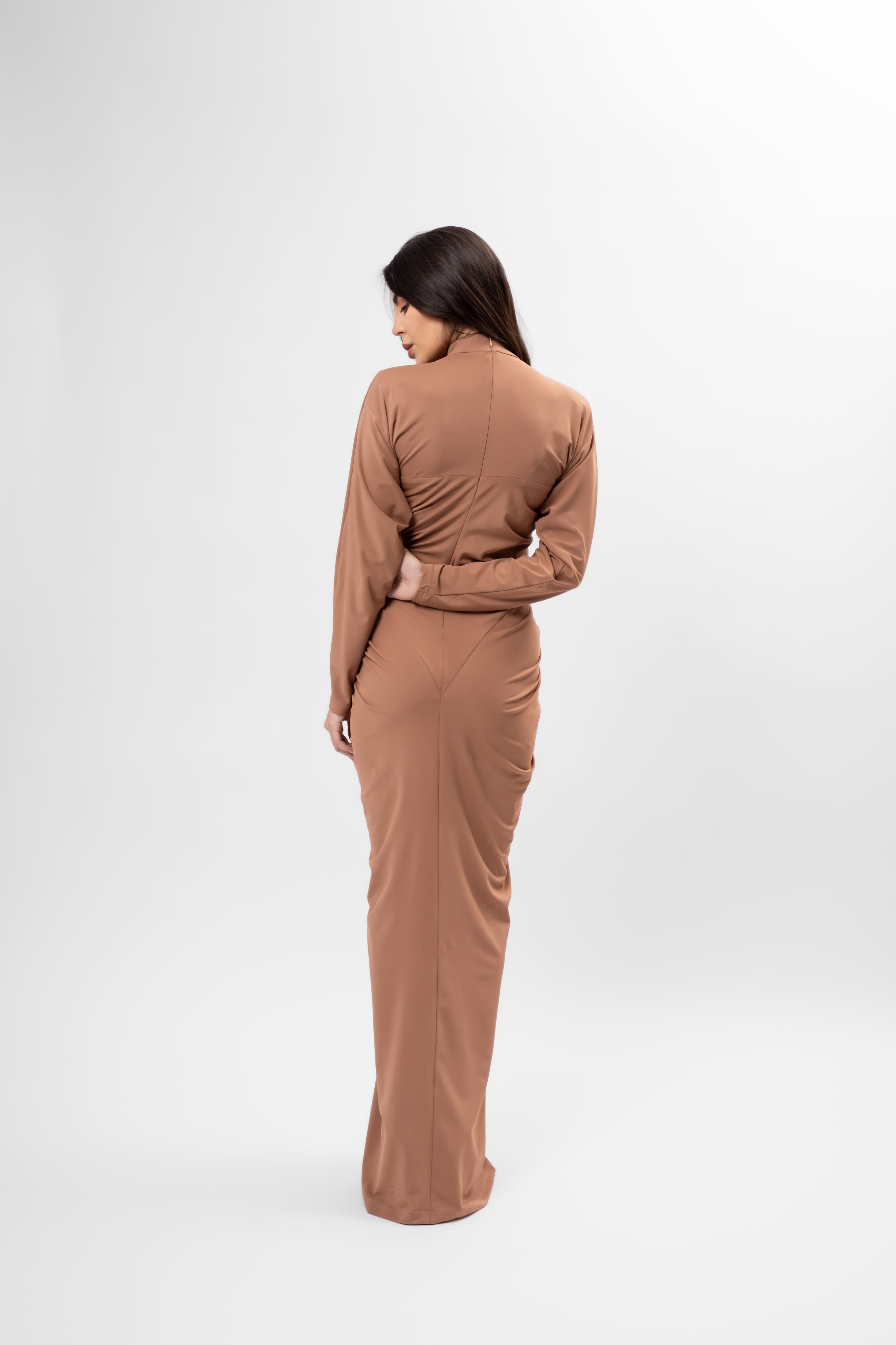 Cappuccino Maxi Dress with Heart-Shaped Detail