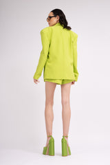 Lime suit with blazer with oversized shoulders and shorts - With Top/Without Top