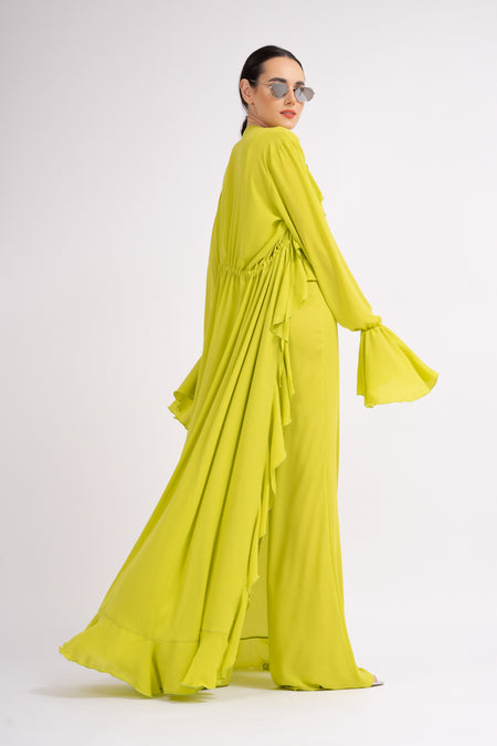 Lime ruffled kaftan