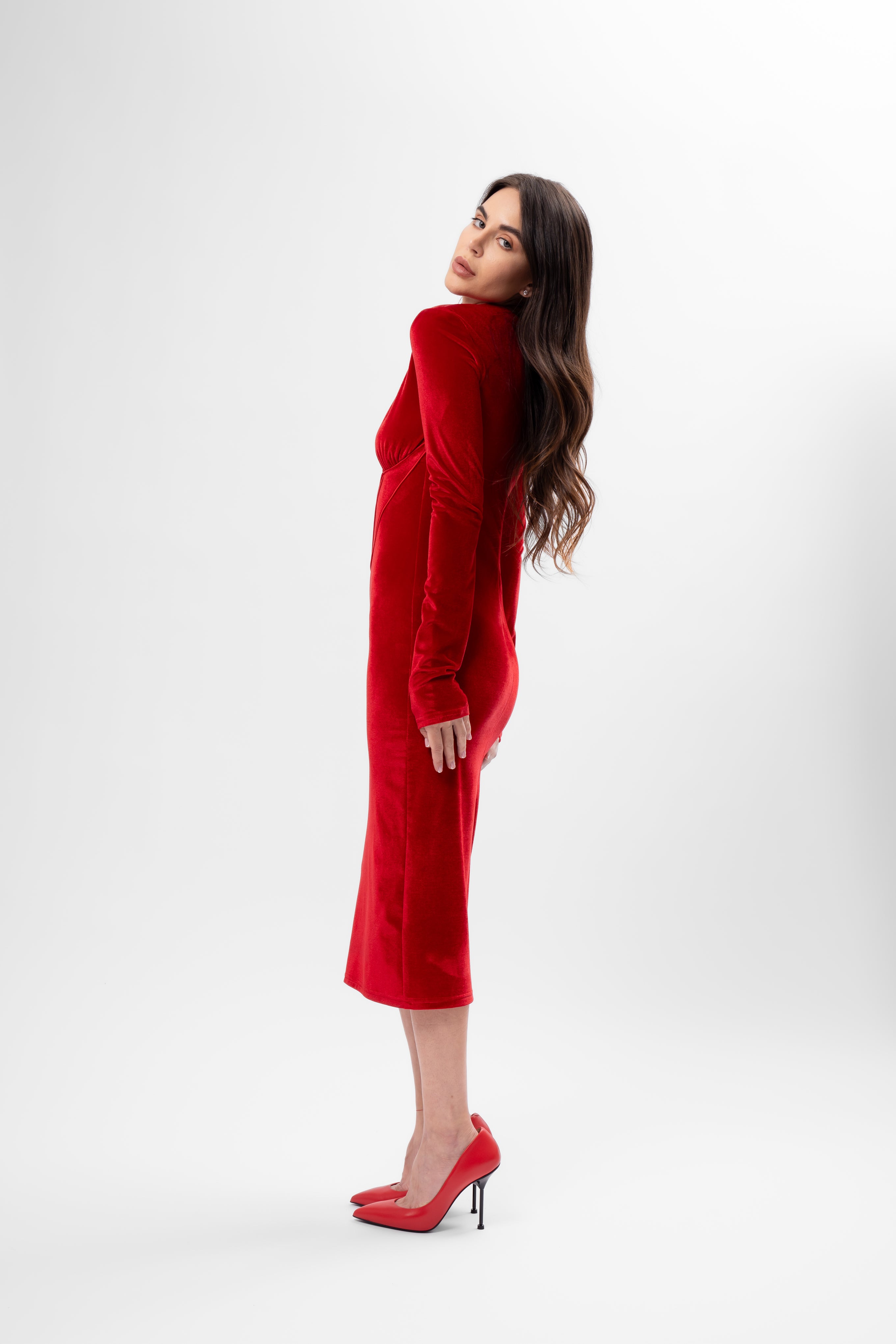 Red Velvet Dress with Corset