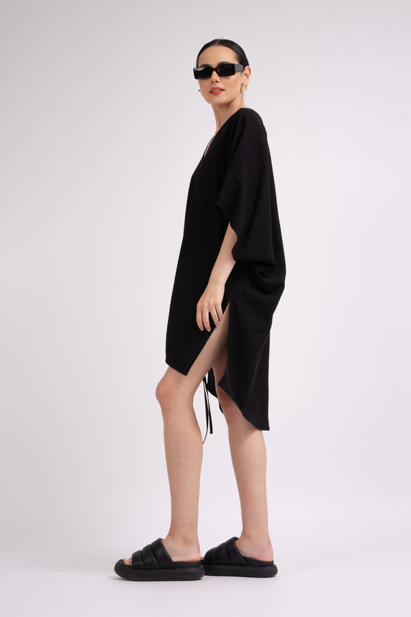 Bluza neagra tip kimono