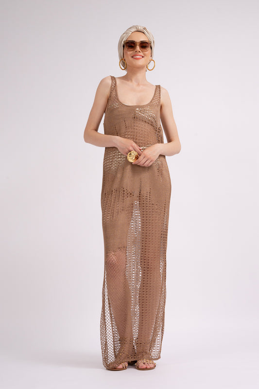 Rochie maro tip macrame 