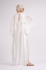 White loose dress with drawstring waist