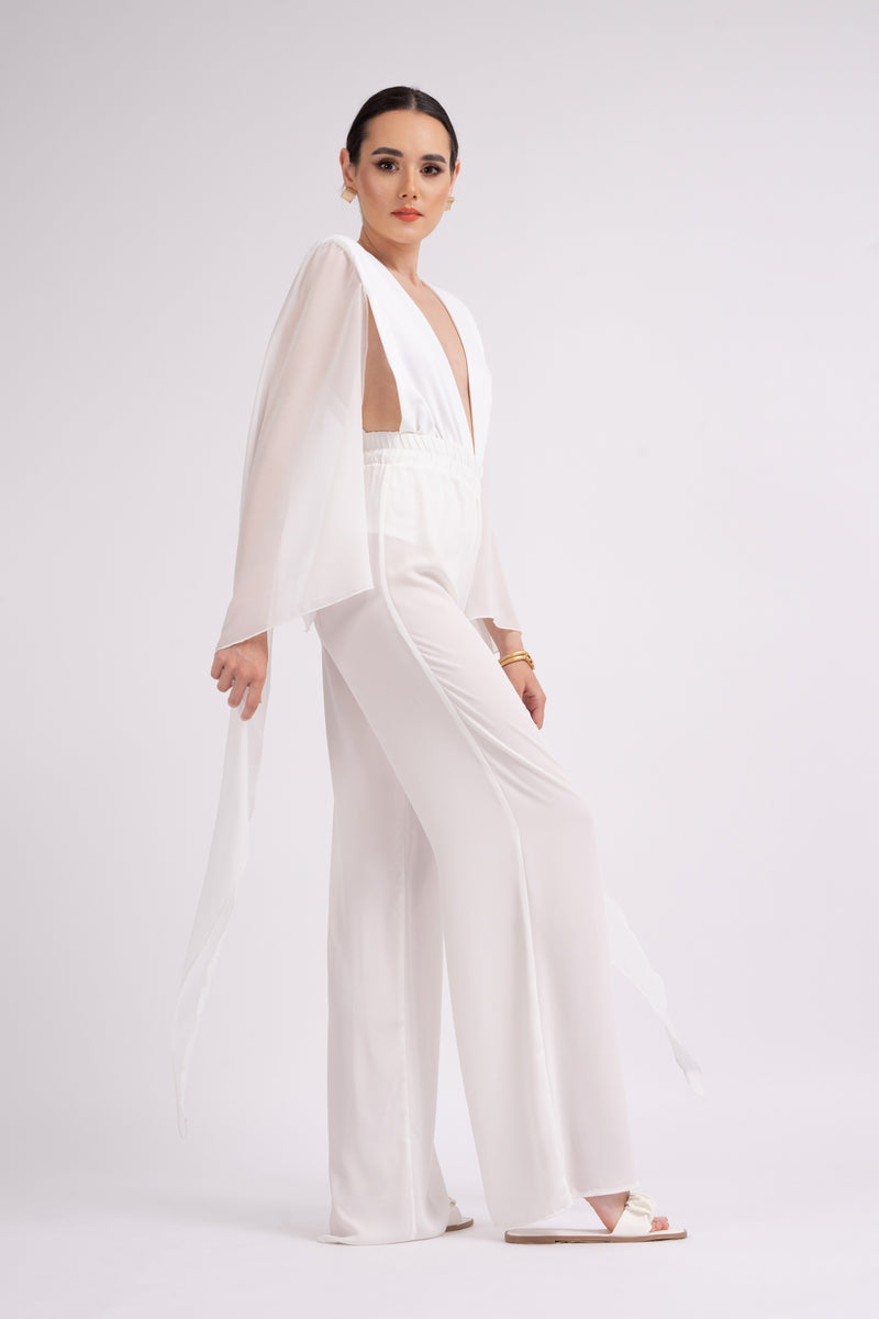 White body with chiffon sleeves