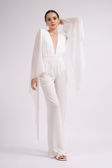 White body with chiffon sleeves