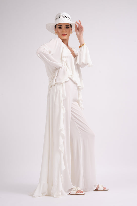 Witte geplooide kaftan