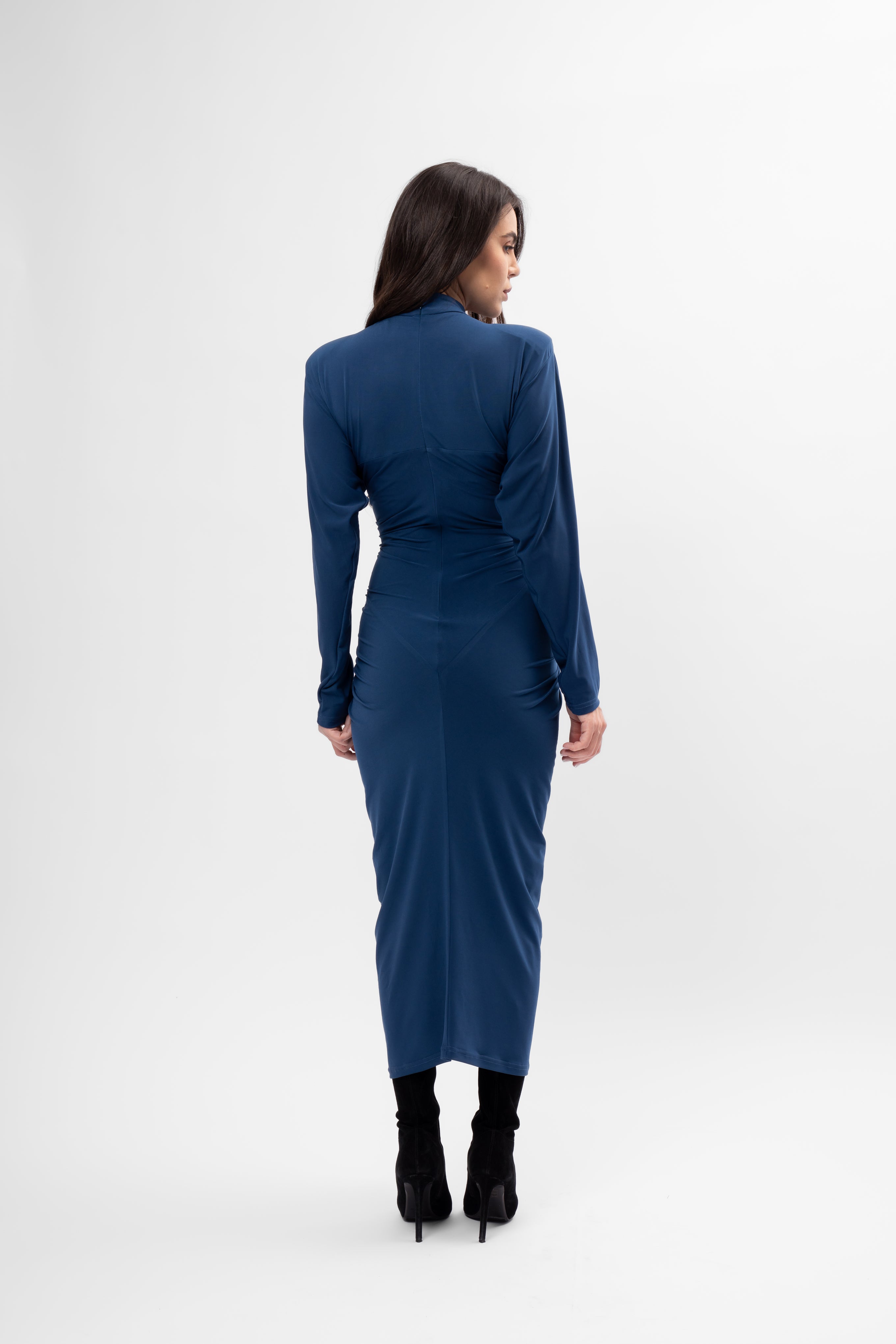 Turquoise Midi Dress with Heart-Shaped Detail