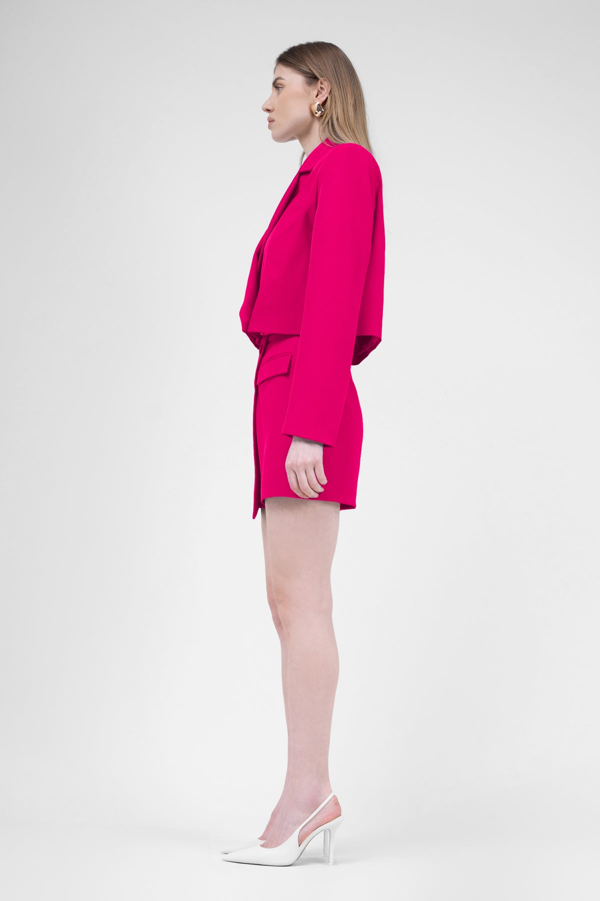 Fuchsia Suit With Cropped Blazer And Skort