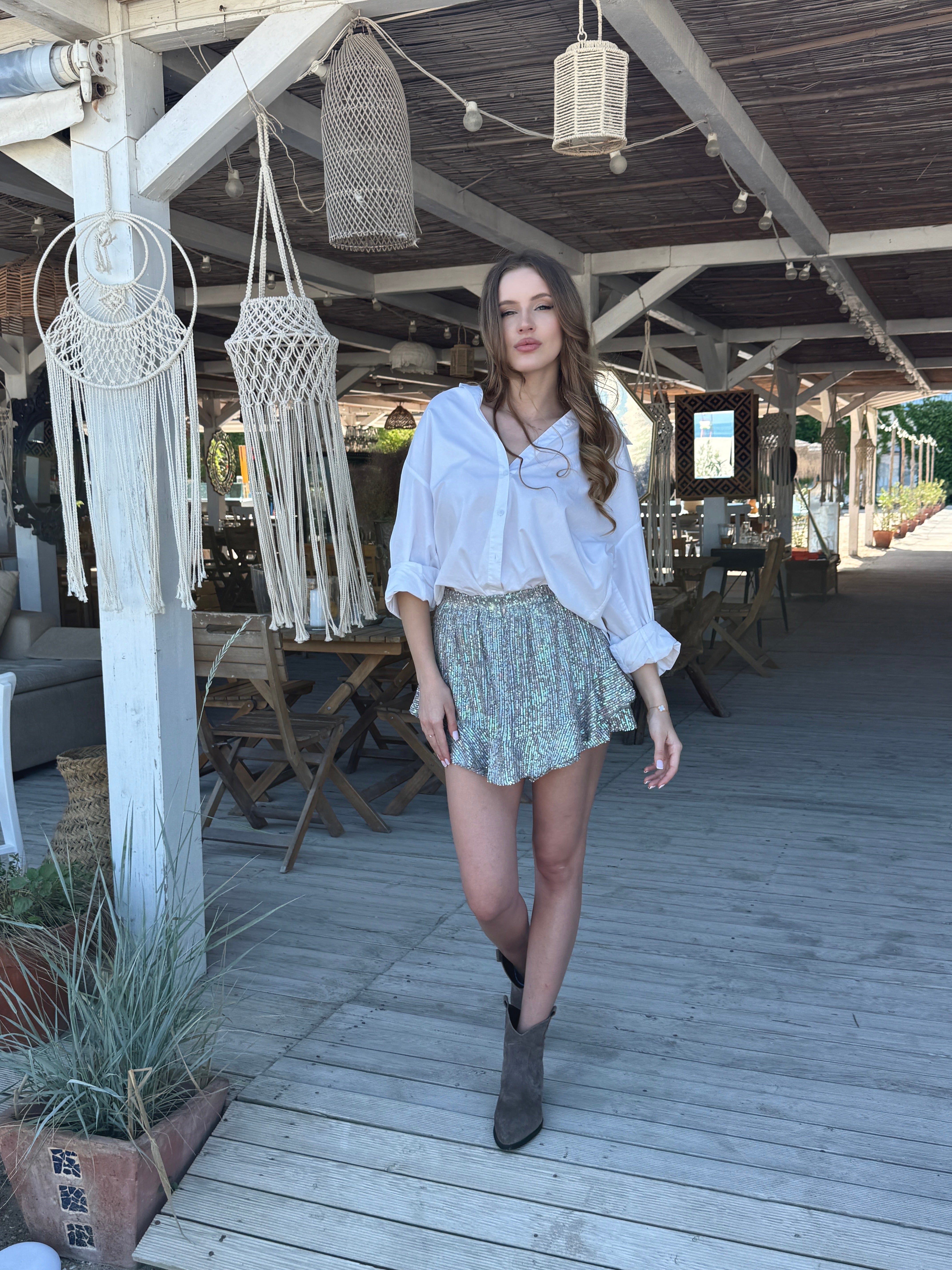 Light Multicolour Sequin Mini Skirt