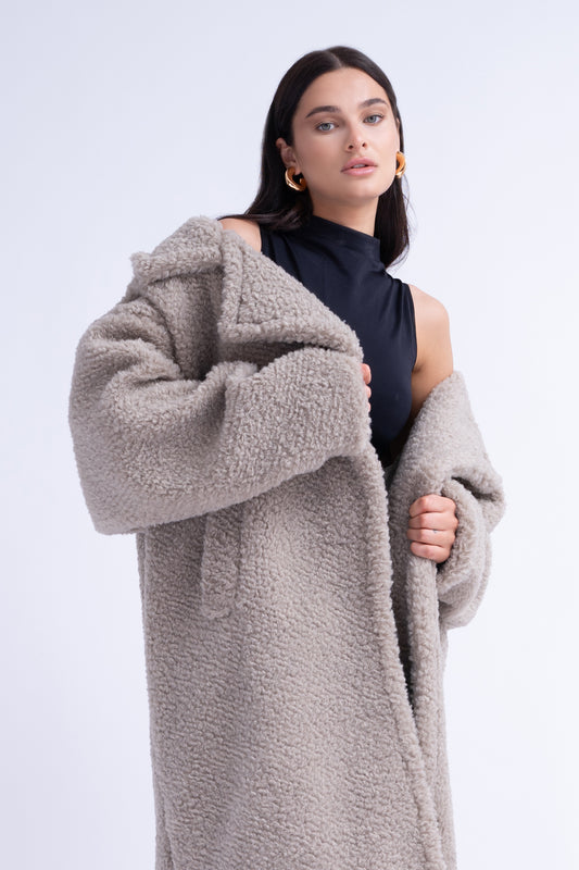 Grey Faux Fur Maxi Coat