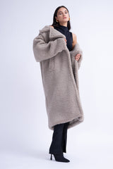 Grey Faux Fur Maxi Coat