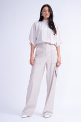 Ivoire Wide Leg Trousers With Pockets