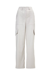 Ivory Wide Leg Trousers With Pockets