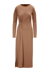 Camel Midi Dress With Side-Knot
