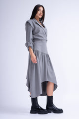 Grey Blazer Midi Dress