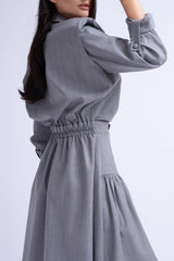 Grey Blazer Midi Dress