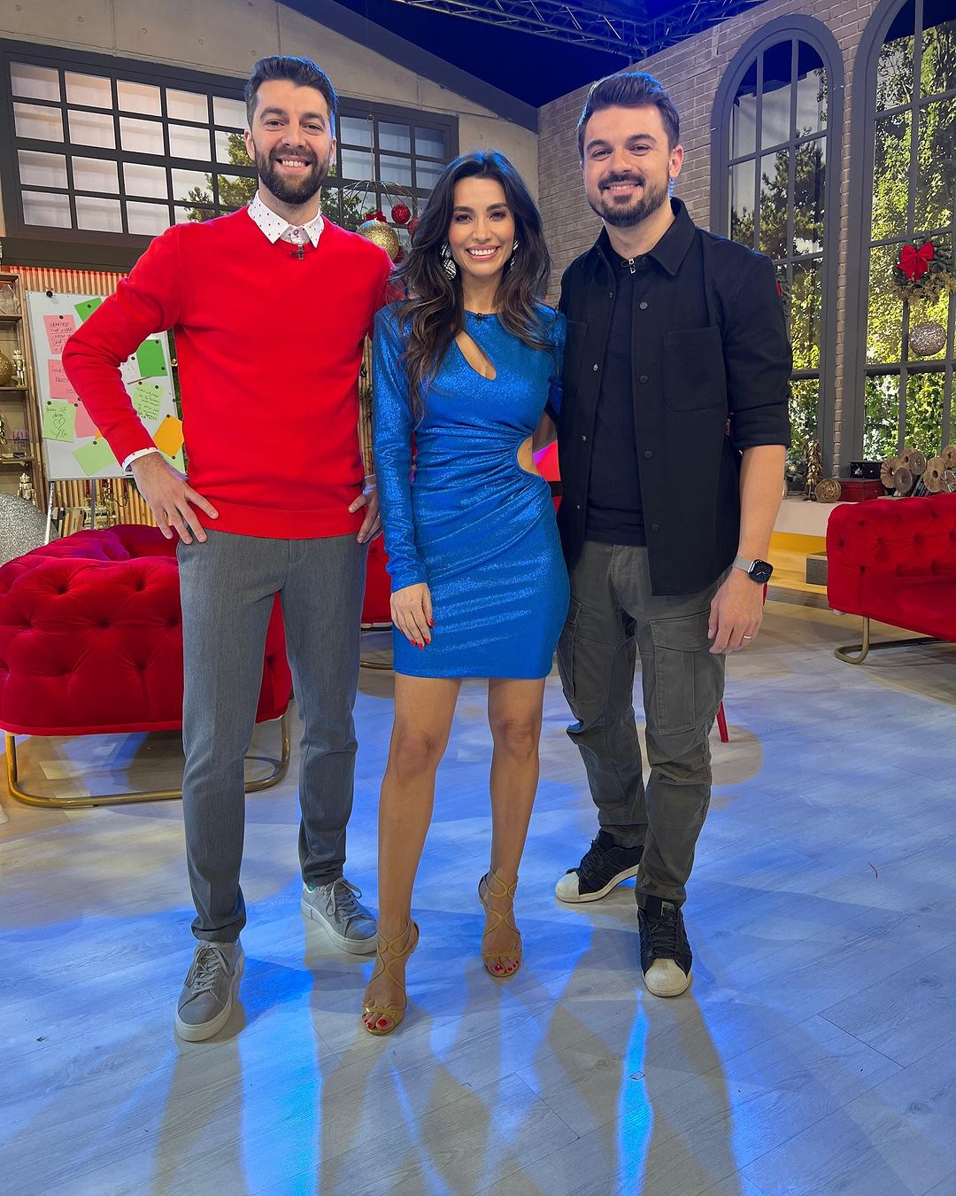 Blue Metallic Mini Dress With Asymmetrical Cut-Out