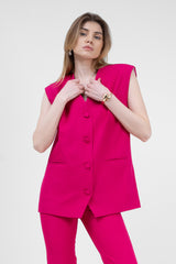 Fuchsia oversized vest with buttons