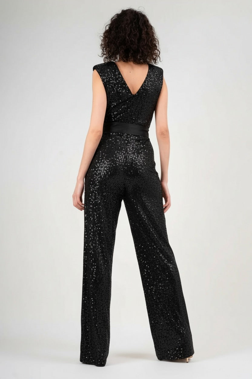 Black Sequin maxi jumpsuit