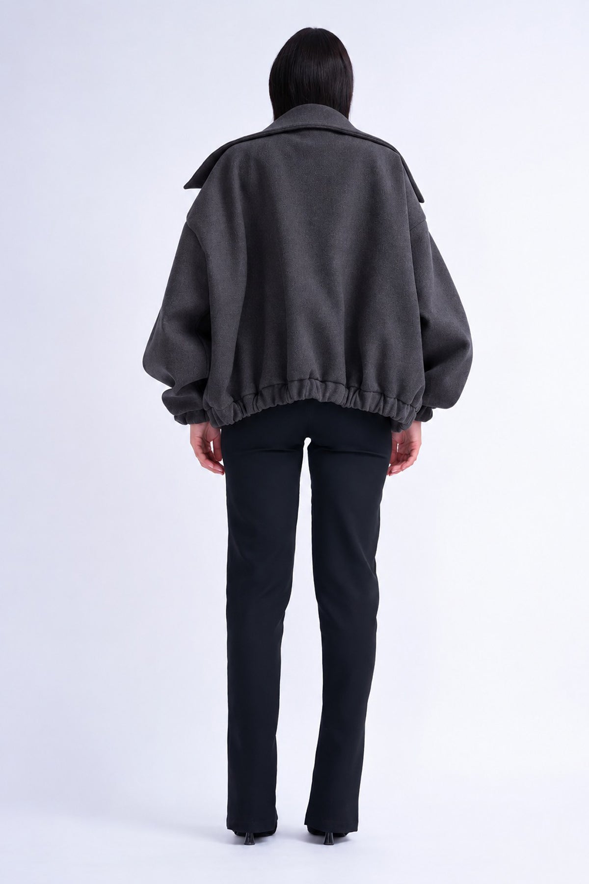 Dark Grey Bomber Jacket With Lapels
