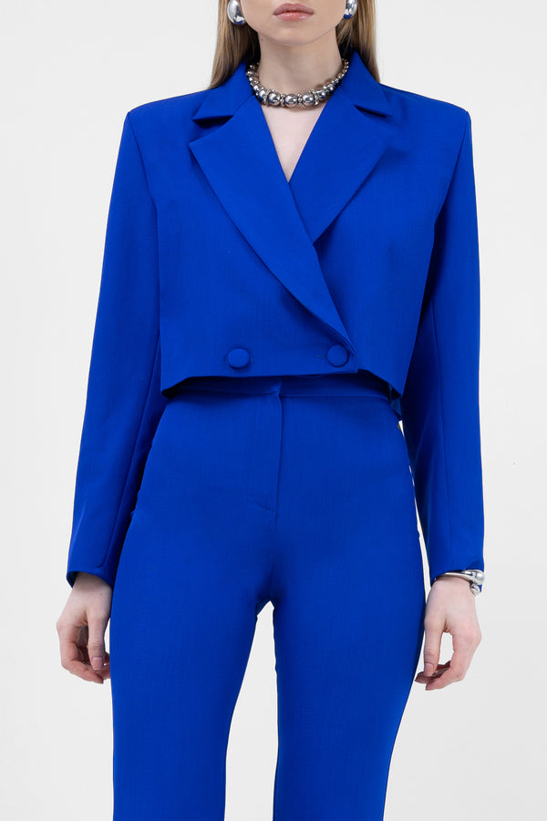 Electric Blue High-Wasited Flared Trousers