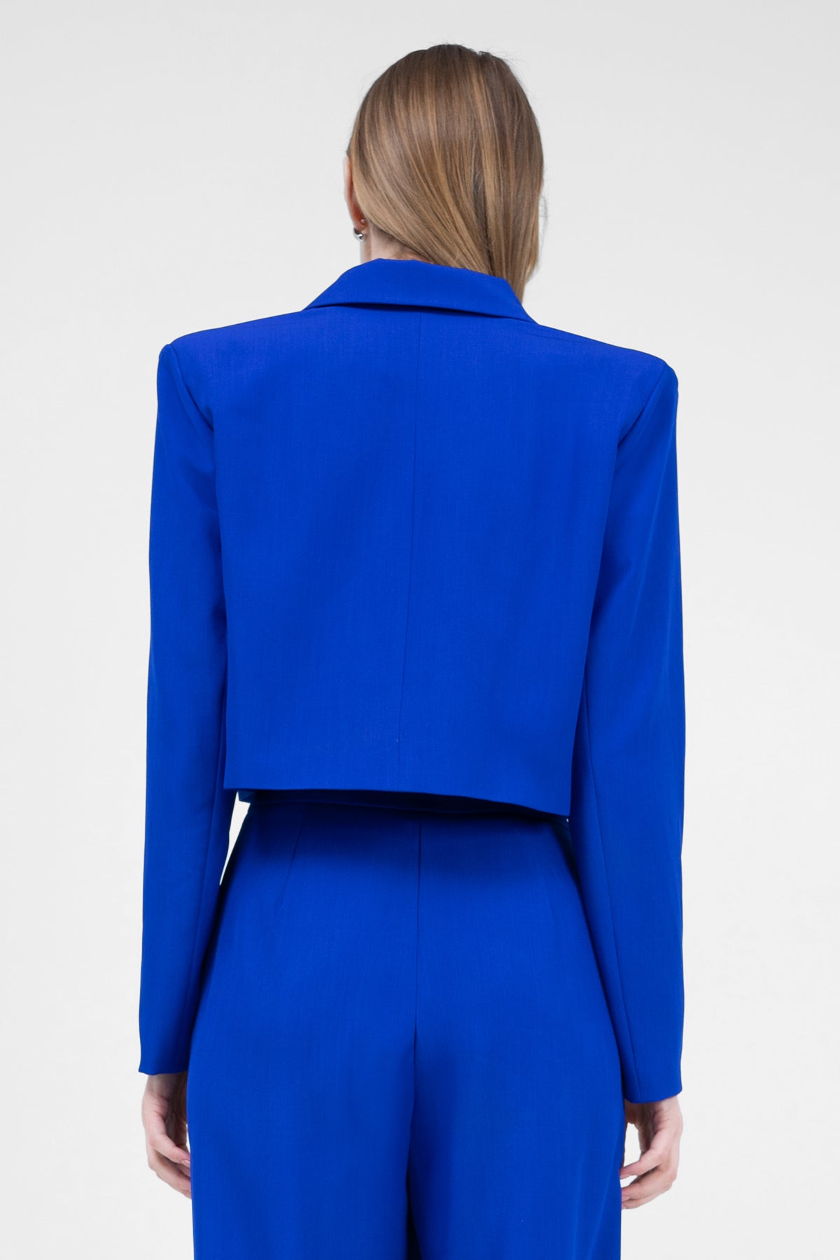 Electric Blue Double Breasted Cropped Blazer