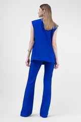 Electric blue oversized vest with buttons
