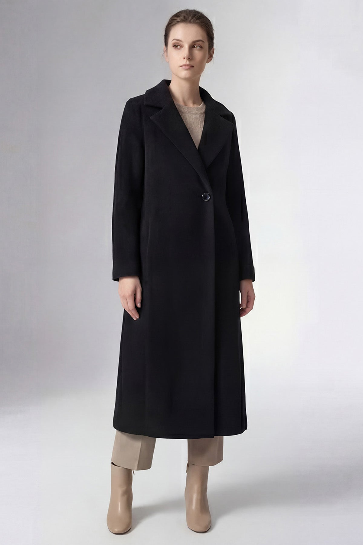 Black Maxi Wool Blend Coat