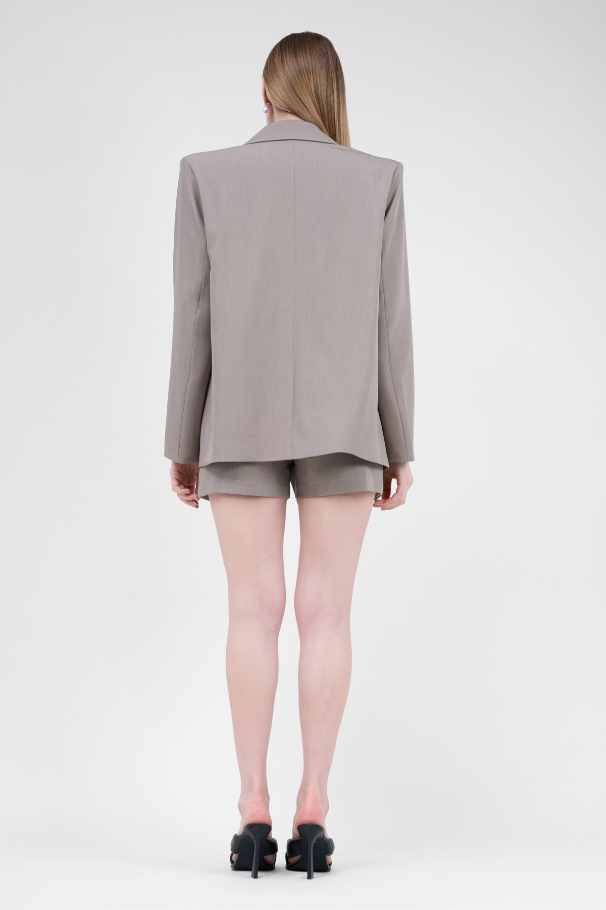 Beige Suit With Regular Blazer With Double Pocket And Skirt