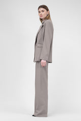Beige Suit With Regular Blazer With Double Pocket And Stripe Detail Trousers