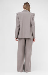 Beige Suit With Regular Blazer With Double Pocket And Ultra Wide Leg Trousers