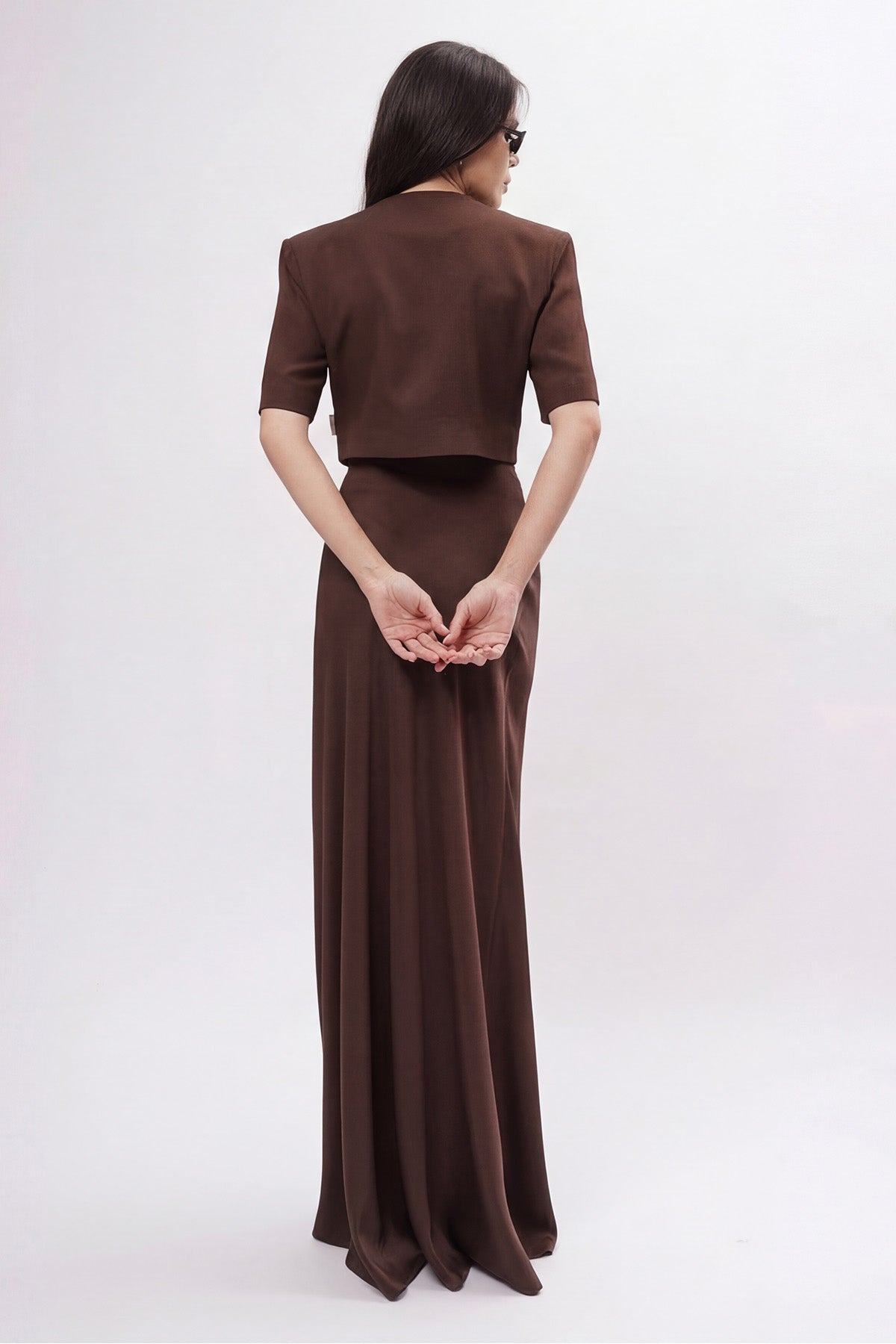 Brown Satin Maxi Skirt