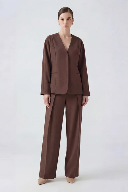 Set elegant cu blazer maro