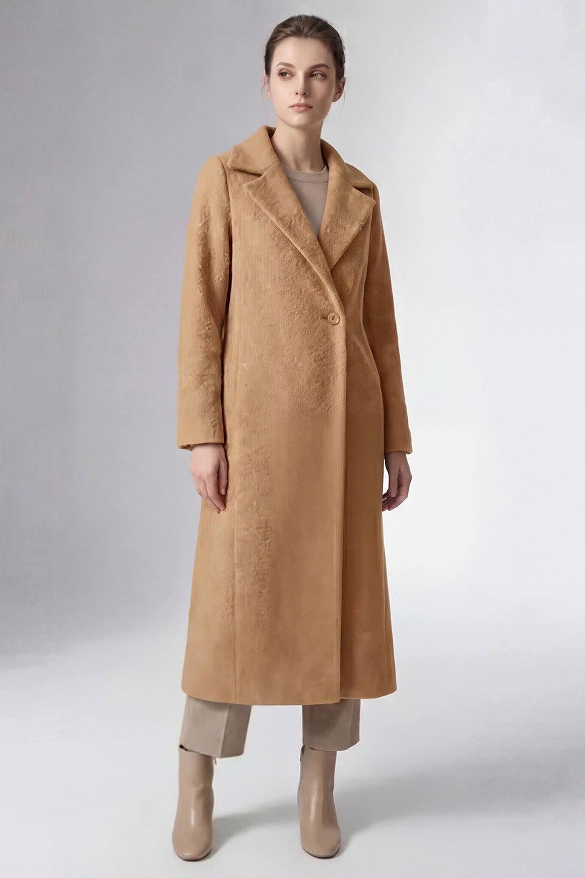 Camel Maxi Wool Blend Coat